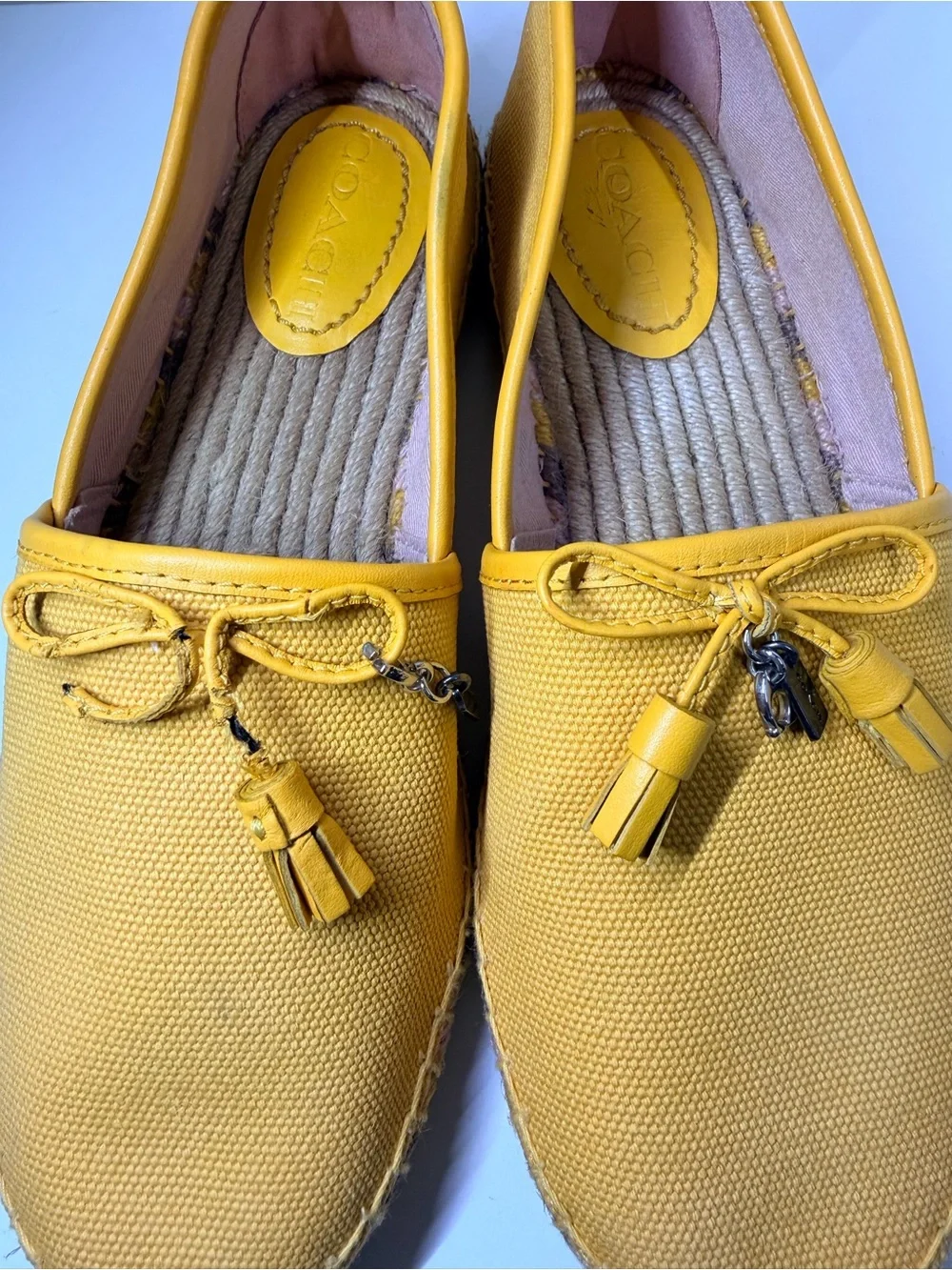 Coach Yellow Canvas Espadrille Flats